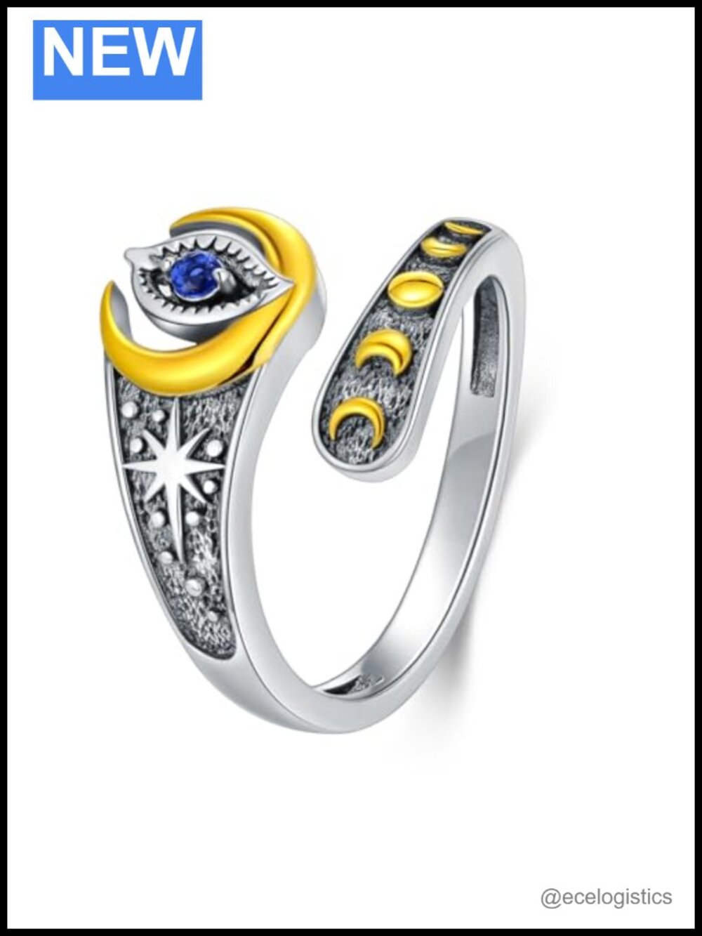 Sterling Silver Evil Eye Spoon Ring Statement Jewelry for Women